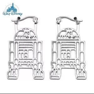 ⭐️NEW⭐️ Star Wars R2-D2 925 Sterling Silver Detailed Shape Hoop Style Earrings